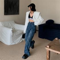 ロエベ スーパーコピー ジーンズ ロゴプリント デニム ブルー ストレート LOEWE