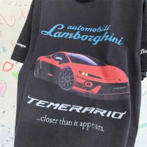 Lamborghini × BALENCIAGA 偽物 Tシャツ  ロゴ 車 ダイナミック ブラック ホワイト バレンシアガ