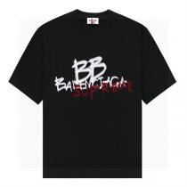 SUPREME × バレンシアガ コピー Tシャツ ロゴ グラフィック コラボ 白赤 ストリート BALENCIAGA