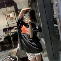 BALENCIAGA スーパーコピー Tシャツ ロゴ 炎 グラフィック ダーク ストリート バレンシアガ