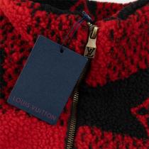 ルイヴィトン コピー ジャケット チェック柄 ロゴ 赤黒 カジュアル LOUIS VUITTON