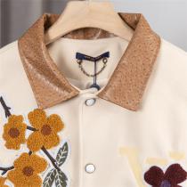 LOUIS VUITTON スーパーコピー ジャケット ロゴ ベージュ 花柄刺繍 ブラウン 高級カジュアル ルイヴィトン