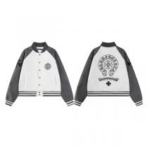 クロムハーツ スーパーコピー ジャケット ホワイト グレー 黒刺繍 フラワー バスケット CHROME HEARTS