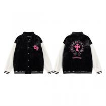 CHROME HEARTS コピー ジャケット ブラック ホワイト ピンク刺繍 クロスモチーフ バスケット クロムハーツ