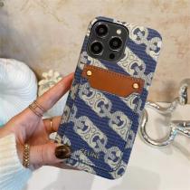 セリーヌ スーパーコピー iPhoneケース エレガント ロゴ レザー調 ポケット シンプル CELINE