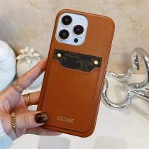 セリーヌ スーパーコピー iPhoneケース エレガント ロゴ レザー調 ポケット シンプル CELINE