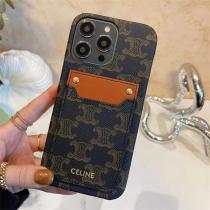 セリーヌ スーパーコピー iPhoneケース エレガント ロゴ レザー調 ポケット シンプル CELINE