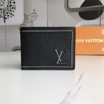 ルイヴィトン 偽物 財布 ブラックレザー LVロゴ シンプル スタイリッシュ LOUIS VUITTON
