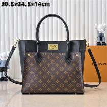 LOUIS VUITTON 偽物 ハンドバッグ ブラック レザー ゴールド金具 シンプル ルイヴィトン