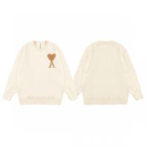 AMI PARIS コピー セーター アイボリー ハートロゴ ラウンドネック 上品 アミ パリス