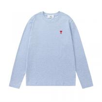 アミ パリス コピー 長袖Tシャツ 青 ベージュ グリーン ハートロゴ シンプル AMI PARIS