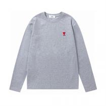 AMI PARIS 偽物 長袖Tシャツ ホワイト グレー ブラック ハートロゴ カジュアル アミ パリス 　