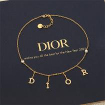 ディオール 偽物 ネックレス 高品質 ゴールド クリスタル パール ロゴ DIOR 