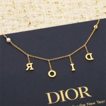 ディオール 偽物 ネックレス 高品質 ゴールド クリスタル パール ロゴ DIOR 