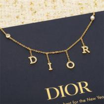 ディオール 偽物 ネックレス 高品質 ゴールド クリスタル パール ロゴ DIOR 