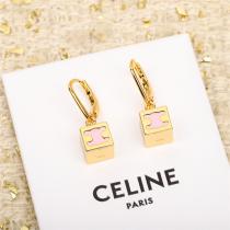 セリーヌ 偽物 ピアス 高品質 ゴールド エナメル ブルー 立方体チャーム CELINE