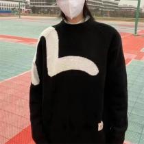 EVISU 偽物 セーター ブラック 白ライン アーティスティック エヴィス