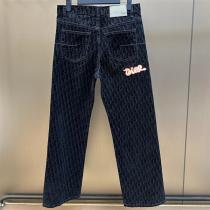 DIOR コピー ジーンズ ブラックデニム ロゴ刺繍 カラフルデザイン ディオール 