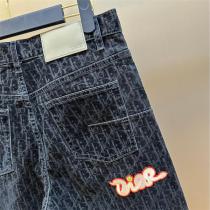 DIOR コピー ジーンズ ブラックデニム ロゴ刺繍 カラフルデザイン ディオール 