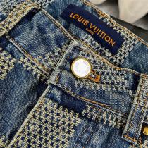 LOUIS VUITTON 偽物 チェック柄 デニムジャケット パンツ 上下セット ラグジュアリー ルイヴィトン 