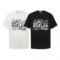 Maison Margiela コピー Tシャツ 紙潰れ デザイン ロゴ ブラック メゾン マルジェラ