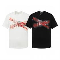Maison Margiela スーパーコピー Tシャツ 赤スタンプ ロゴ ディストート ブラック ホワイト メゾン マルジェラ