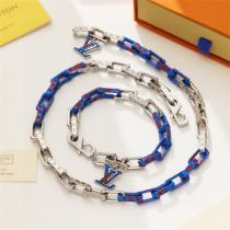 LOUIS VUITTON コピー ネックレス シルバー チェーン ブルー レッド ロゴ ルイヴィトン