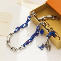 LOUIS VUITTON コピー ネックレス シルバー チェーン ブルー レッド ロゴ ルイヴィトン