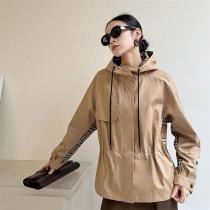 バーバリー コピー ジャケット ベージュ チェック フード付き カジュアル BURBERRY