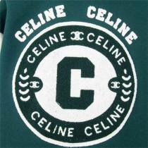 CELINE 偽物 ジャケット グリーン ホワイト ロゴプリント スポーツカジュアル セリーヌ