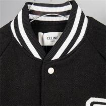 セリーヌ スーパーコピー ジャケット ブラック ホワイト ロゴ リブ編み ストライプ CELINE　