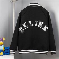 セリーヌ スーパーコピー ジャケット ブラック ホワイト ロゴ リブ編み ストライプ CELINE　