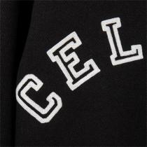 セリーヌ スーパーコピー ジャケット ブラック ホワイト ロゴ リブ編み ストライプ CELINE　