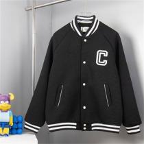 セリーヌ スーパーコピー ジャケット ブラック ホワイト ロゴ リブ編み ストライプ CELINE　