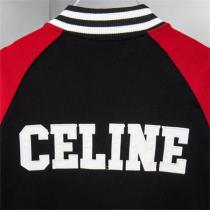 CELINE コピー ジャケット ブラック レッド ロゴ プリント スポーツシンプル セリーヌ