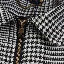 LOUIS VUITTON コピー ジャケット チェック柄 レザー袖 ロゴ刺繍 シンプル LOUIS VUITTON