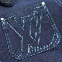 LOUIS VUITTON コピー ジャケット デニム シアリングカラー LVロゴ レザータグ ルイヴィトン
