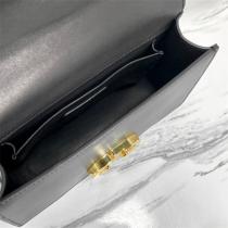 DIOR コピー ハンドバッグ ブラックレザー ゴールドロゴ ショルダーストラップ ディオール