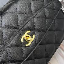 CH 偽物 クラシックフラップバッグ 黒レザー ゴールドロゴ チェーン CH 