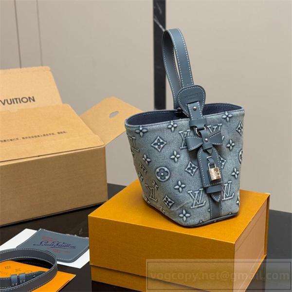LOUIS VUITTON コピー ハンドバッグ モノグラムデニム ロック リボン LVロゴ 花柄 エレガント ルイヴィトン