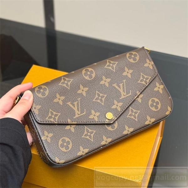 ルイヴィトン 偽物 ショルダーバッグ モノグラムキャンバス ゴールドチェーン スリム LOUIS VUITTON