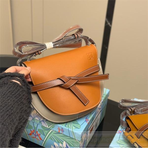 ロエベ 偽物 ショルダーバッグ オレンジ グレー レザー リボン風デザイン アンソロポモルフィズム LOEWE