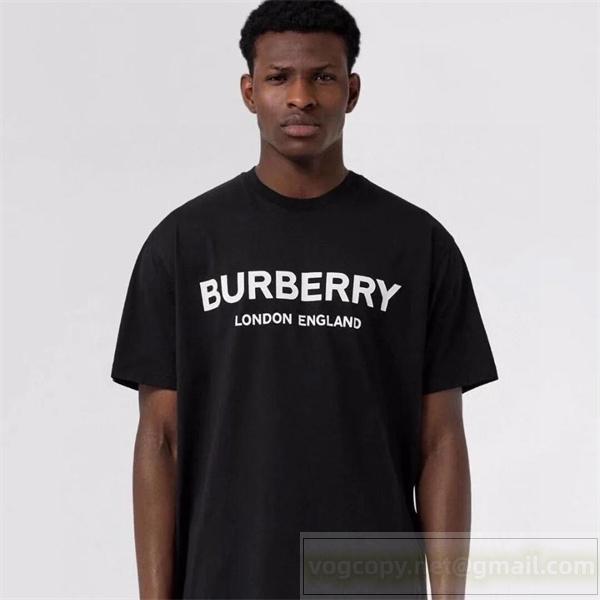 BURBERRY コピー Tシャツ クラシックロゴ シンプルデザイン ブラック カジュアル バーバリー