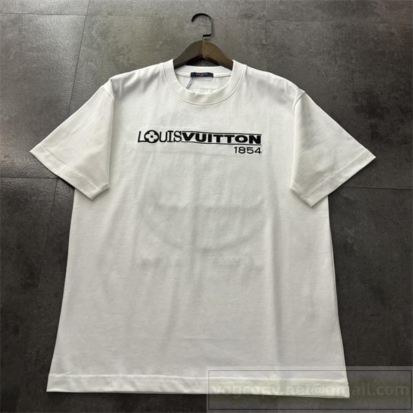 ルイヴィトン コピー Tシャツ クラシックロゴ 1854デザイン ホワイト モダンカジュアル LOUIS VUITTON