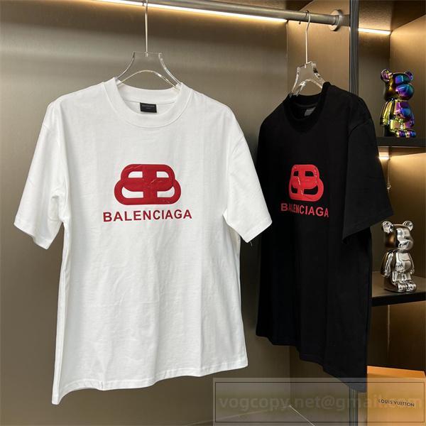 BALENCIAGA スーパーコピー Tシャツ 暑い時に大活躍高級感 レッドロゴ カジュアル ストリート バレンシアガ