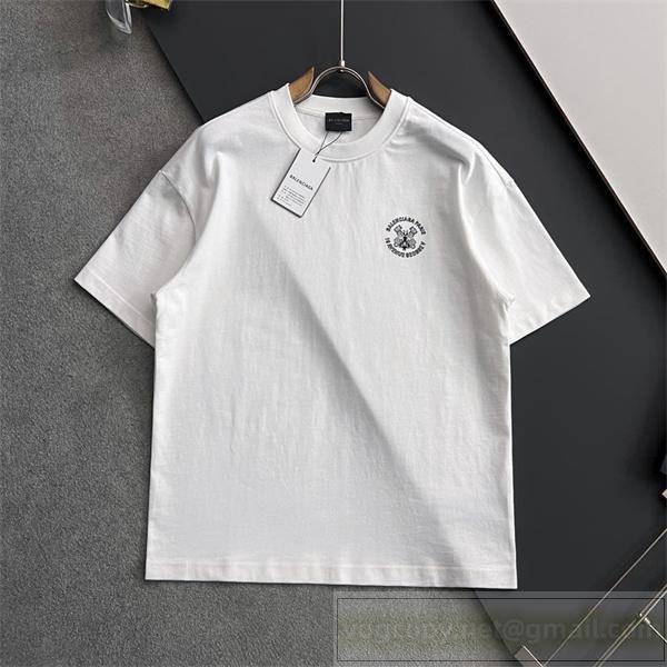 大人気 BALENCIAGA 偽物 Tシャツ シンプルロゴ 上質 コットン 大注目 バレンシアガ