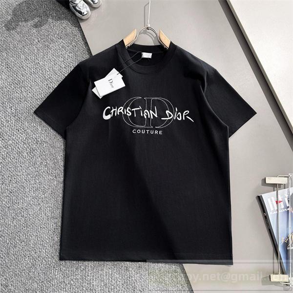 上品な DIOR 偽物 Tシャツ クチュール ロゴデザイン ブラック クリスチャン ディオール