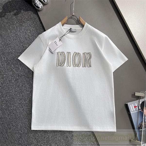 魅力的 ディオール コピー Tシャツ 立体ロゴデザイン ホワイト＆ブラック クリスチャン DIOR