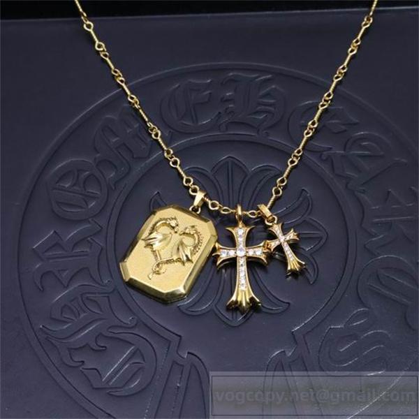 高級感溢れる！クロムハーツ 偽物 ネックレス ゴールドクロス ペンダントセット 豪華 CHROME HEARTS