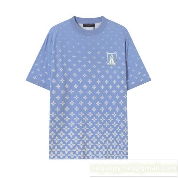 LOUIS VUITTON スーパーコピー Tシャツ ライトブルー モノグラム・パターン グラデーションモノグラム ルイヴィトン